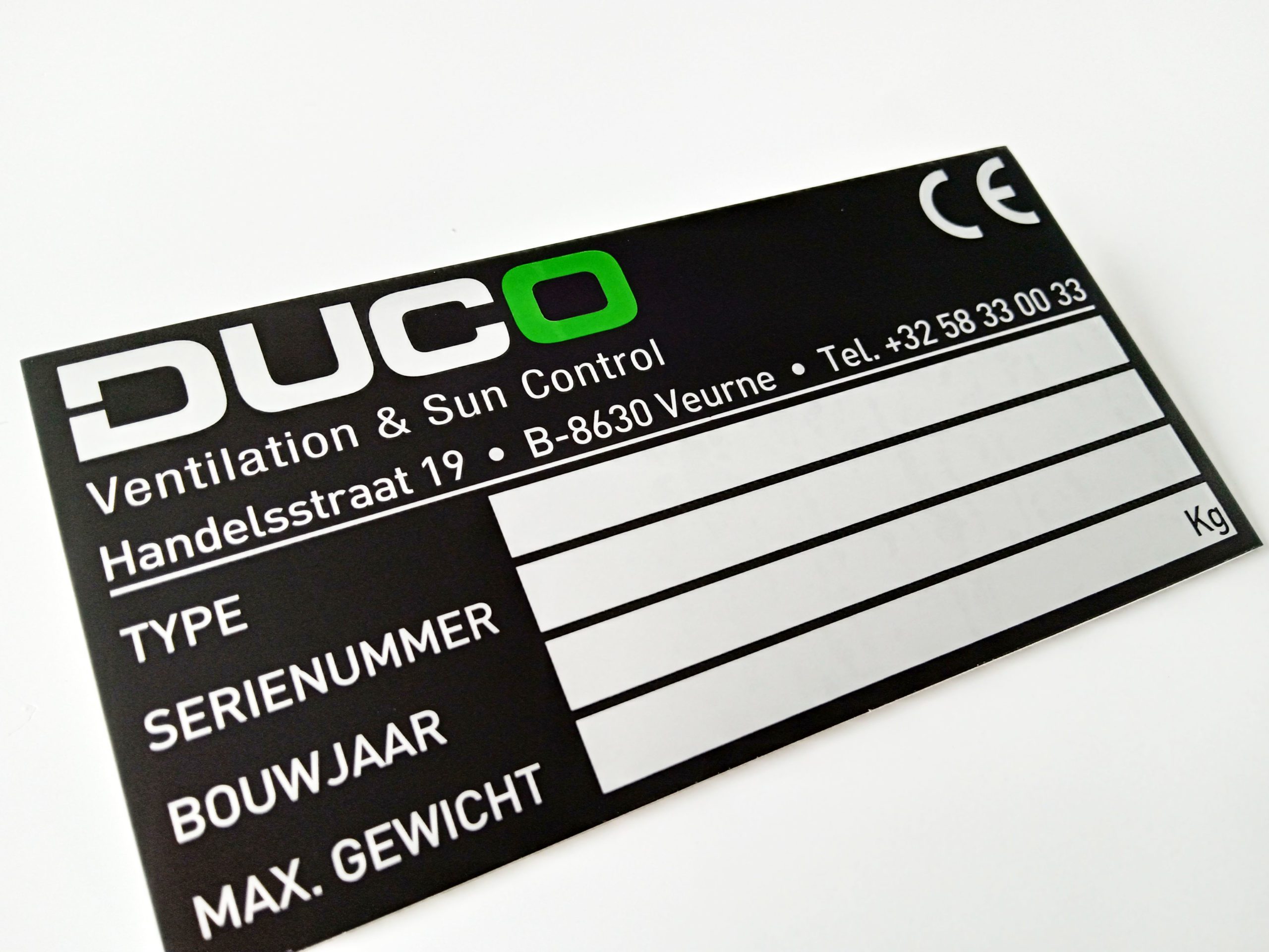 Aluminium - CE Typeplaat - Frezen/Graveren 